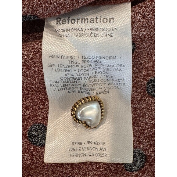 Reformation Galene Mini Dress Women’s Sz 6 Fig Jam Dot Scalloped Collar Tie Back - Picture 10 of 15